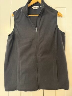 Lands' End Women's Black Fleece Zip Vest